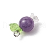 5Pcs 5 Styles Natural Amethyst & Quartz Crystal & Rose Quartz & White Jade & Dyed Malaysia Jade Round Pendants PALLOY-JF03962-01-5