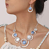 Ring with Flat Round Zinc Alloy Enamel Pendant Necklace & Dangle Earrings Sets FS-WG699A4-04-2