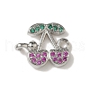 Brass Pave Green and Orchid Cubic Zirconia Cherry Connector Charms KK-I276-47B-P-1