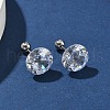 Diamond 304 Stainless Steel Crystal Cubic Zirconia Stud Earrings EJEW-U067-01P-3