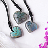 Heart Natural Labradorite Pendant Adjustable Braided Cord Necklaces FS-WG928F5-01-4