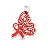 No To Drugs Red Awareness Ribbon Theme Alloy Enamel Pendants ENAM-C026-02F-S-1