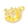 Brass Pendants with Cubic Zirconia and Glass KK-D536-21G-07-2