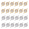 SUPERFINDINGS 24Pcs 2 Colors Flower Brass Micro Pave Cubic Zirconia Links ZIRC-FH0001-49-1