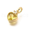 Brass Pave Cubic Zirconia Charms KK-Q097-03C-G-2