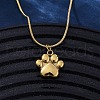 304 Stainless Steel Dog Paw Print Pendant Necklaces for Women NJEW-Z044-13G-2