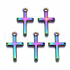 Rainbow Color Alloy Tiny Cross Charms PALLOY-S180-035-RS-1