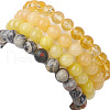 4Pcs Constellation 8mm Round Natural Topaz Jade & Dyed Yellow Jade & Picasso Jasper BJEW-JB10637-5