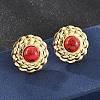 201 Stainless Steel Flat Round Stud Earrings EJEW-P304-12G-1