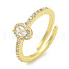 Mother's Day Rings Oval Rack Plating Brass Micro Pave Cubic Zirconia Adjustable Rings for Women RJEW-F162-03G-01-1