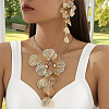Flower Alloy Crystal Rhinestone Pendant Necklace & Stud Dangle Earring Sets FS-WG8D6F6-01-2