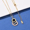 304 Stainless Steel Roman Numeral 3 Ring Pendant Necklaces NJEW-V001-06P-02-4