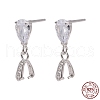 Anti-Tarnish Rhodium Plated 925 Sterling Siler Dangle Stud Earing Settings X-STER-K038-008P-6