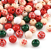 140Pcs 7 Styles Painted Natural Wood European Beads WOOD-TA0001-65-12