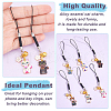 Cat & Flower Alloy Enamel Pendant Decorations HJEW-OC00002-4