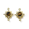 Brass Clear Cubic Zirconia Sun Links Connector Charms KK-K398-23G-1