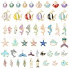 50Pcs 50 Styles Marine Animal Alloy Enamel Pendants ENAM-YW0002-43-2