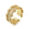 Brass Micro Pave Cubic Zirconia Adjustable Cuff Rings for Women RJEW-U052-01B-G-2