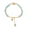 Natural Green Aventurine Round Beaded Charm Bracelets for Women BJEW-JB11931-01-2