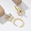 Flower Shape Clear Cubic Zirconia Hoop Earrings EJEW-F310-03G-5