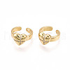 Brass Micro Pave Clear Cubic Zirconia Cuff Earrings KK-T074-36G-2