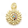 Rack Plating Brass Micro Pave Cubic Zirconia Pendants KK-K401-51G-02-1