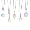 Ocean Theme 304 Stainless Steel Clear AB Glass Pendant Cable Chain Necklaces NJEW-JN05172-2