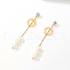 Stainless Steel Sunflower Tassel Stud Earrings BQ1802-4