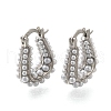 Rack Plating U-Shaped Brass & ABS Imitation Pearl Hoop Earrings EJEW-I310-18P-1