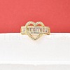 Brass Micro Pave Cubic Zirconia Cuff Rings for Women RJEW-F184-03G-1