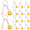 SOFPLATE 12Pcs Mini Baseball PU Leather Pendant Keychain with Wood Baseball Bat DIY-SP0001-51B-1