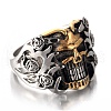 Two Tone Skull Head Men's Stainless Steel Finger Ring PW-WG11803-02-2