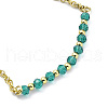 Adjustable Glass Beaded & Brass Chains Link Bracelet for Women BJEW-O187-12-3