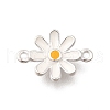 925 Sterling Silver White Enamel Daisy Flower Connector Charms STER-F059-07S-1