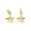 Brass Micro Pave Clear Cubic Zirconia Charms KK-V011-42G-1