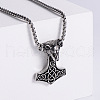 Vintage Stainless Steel Wolf Flower Hhammer Pendant Necklaces for Men DY0439-1