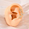 Flower Brass Micro Pave Clear Cubic Zirconia Cuff Earrings EJEW-K305-03G-1