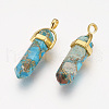 Synthetic Regalite/Imperial Jasper/Sea Sediment Jasper Pointed Pendants G-I203-E-04G-2