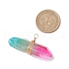 Electroplated Natural Quartz Crystal Irregular Prism Pendants PALLOY-JF03904-02-2