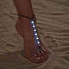 Luminous Resin Round Beaded with Glass Seed Beaded Anklets WG45460-02-1