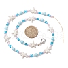 Starfish & Fish & Tortoise Synthetic Turquoise & Porcelain & Glass Seed Beaded Pendant Decorations HJEW-JM03182-4