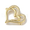 Rack Plating Brass Micro Pave Clear Cubic Zirconia Double Heart Links Connector Charms X-KK-K373-11B-G-2