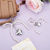Beebeecraft 2Pcs 2 Styles Heart & Bowknot Acrylic Imitation Pearls Pendant Decorations HJEW-BBC0001-04-4