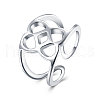 Adjustable Trendy Platinum Plated Brass Cuff Wide Band Finger Rings RJEW-BB15259-P-1