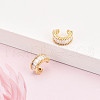 Brass Micro Pave Clear Cubic Zirconia Cuff Earrings KK-T074-32G-1
