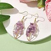 Natural Lilac Jade Chips Tree of Life Dangle Earrings EJEW-JE05730-03-2