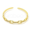 Horseshoe Brass Micro Pave Clear Cubic Zirconia Open Cuff Bangles for Women BJEW-Z062-03B-2