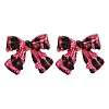 Bowknot with Leopard Print Alloy Stud Earrings EJEW-Z112-03G-2