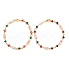2Pcs 2 Colors Glass Beaded Link Bracelets for Women BJEW-JB11976-2