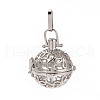 Eco-Friendly Hollow Brass Round Cage Pendants KK-L143-02-NR-4